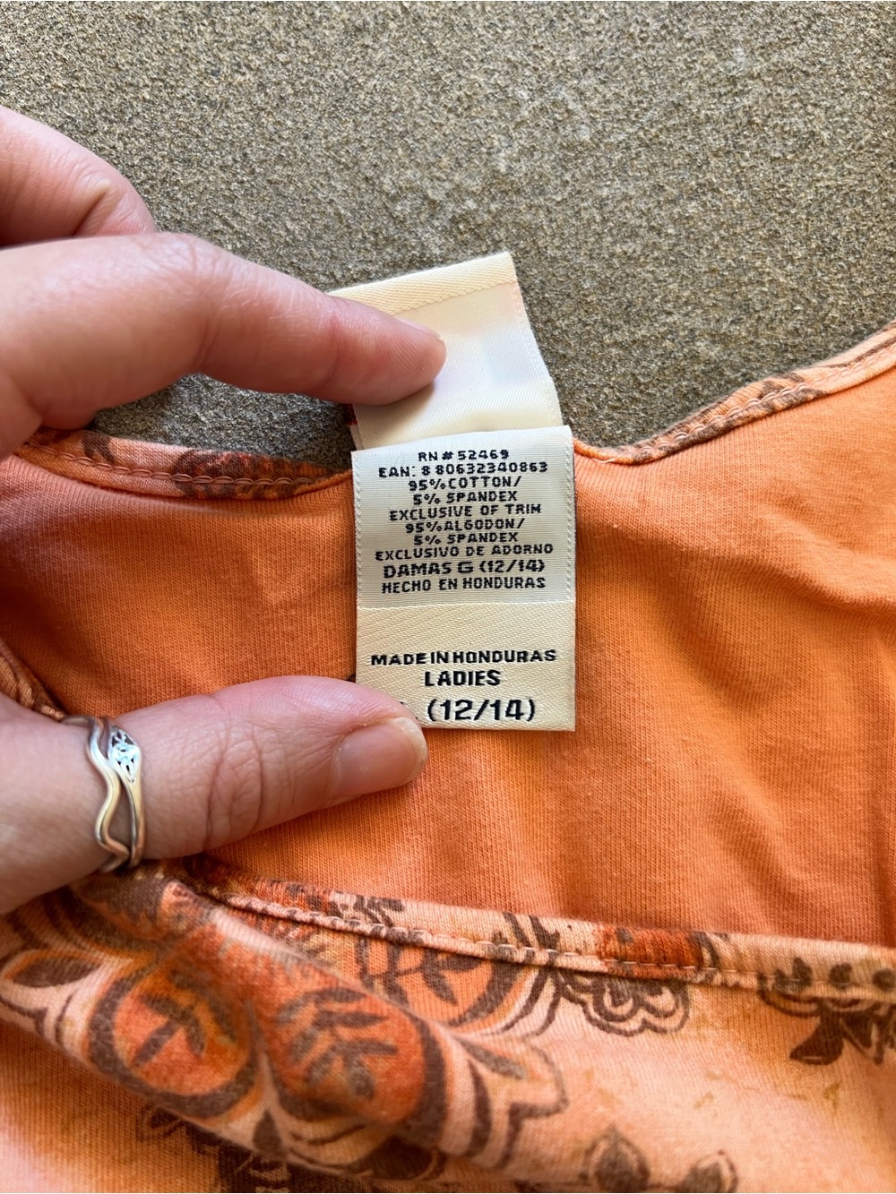 Y2K Faded Glory Orange Paisley Tropical Floral Braided Straps Tank Top Size L - Picture 8 of 10
